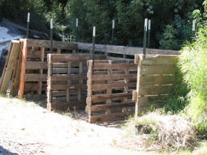 Wooden pallets make a great compost bin.