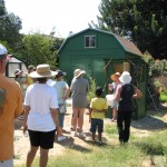 An outdoor composting toilet.