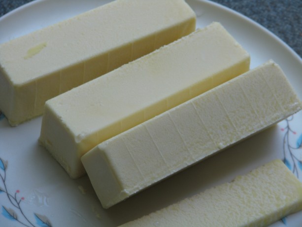 Vegan butter sticks with teaspoon markings along the side for ease in baking.
