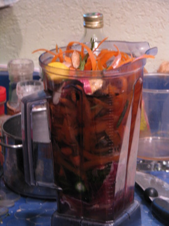 Kitchen scraps blended with a lot of water make excellent liquid compost.